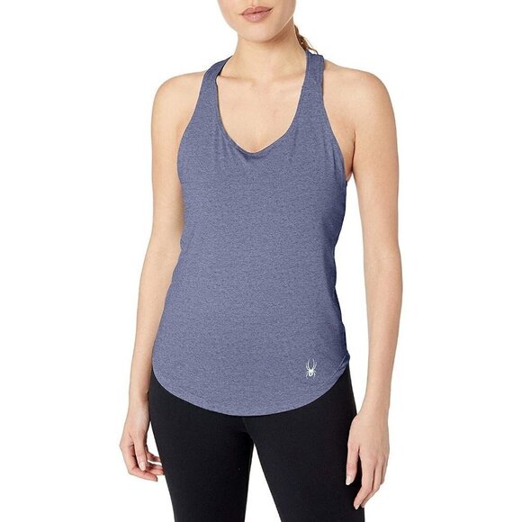 Spyder Racerback Loose Tank Top Running Aura Moisture Wicking Blue Womens Sz L - Picture 6 of 12